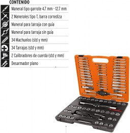Machuelos y tarrajas 76 piezas Marca Truper8